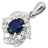 ノンブランド NON BRAND サファイア 1.04ct ダイヤモンド ブルー×プラチナシルバー Pt900 サファイア ダイヤモンド ペンダントトップ 青 Pt900 プラチナ パヴェ ヘイローデザイン オーバル
