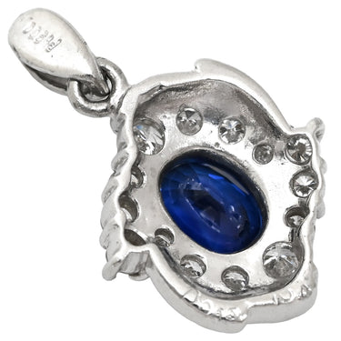 ノンブランド NON BRAND サファイア 1.04ct ダイヤモンド ブルー×プラチナシルバー Pt900 サファイア ダイヤモンド ペンダントトップ 青 Pt900 プラチナ パヴェ ヘイローデザイン オーバル