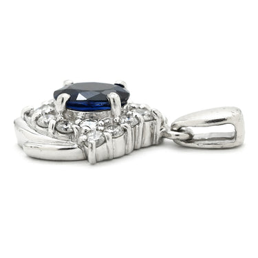 ノンブランド NON BRAND サファイア 1.04ct ダイヤモンド ブルー×プラチナシルバー Pt900 サファイア ダイヤモンド ペンダントトップ 青 Pt900 プラチナ パヴェ ヘイローデザイン オーバル