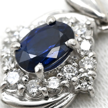 ノンブランド NON BRAND サファイア 1.04ct ダイヤモンド ブルー×プラチナシルバー Pt900 サファイア ダイヤモンド ペンダントトップ 青 Pt900 プラチナ パヴェ ヘイローデザイン オーバル
