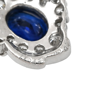 ノンブランド NON BRAND サファイア 1.04ct ダイヤモンド ブルー×プラチナシルバー Pt900 サファイア ダイヤモンド ペンダントトップ 青 Pt900 プラチナ パヴェ ヘイローデザイン オーバル