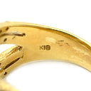 ノンブランド NON BRAND メッシュ ダイヤモンド イエローゴールド K18YG ダイヤモンド リング 指輪 Au750 18K 18金 パヴェ 幅広 ボリューム ワイド 格子デザイン 12号