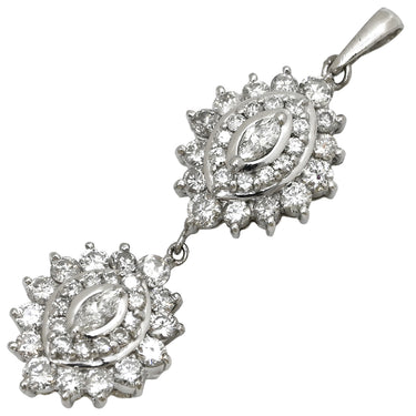 ノンブランド NON BRAND ダイヤモンド 2.01ct プラチナシルバー Pt900 ダイヤモンド ペンダントトップ PT900 2連 ネックレストップ ドロップ スウィング