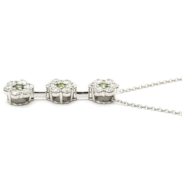ノンブランド NON BRAND ダイヤペンダント ホワイトゴールド K18WG ダイヤモンド 色石 ネックレス 3石 3連 ドロップ 18K 750 WG 18石 色石 ラウンドブリリアント