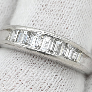 ノンブランド NON BRAND ダイヤ 1.00ct 一文字リング プラチナシルバー Pt900 ダイヤモンド リング 指輪 プラチナ900 7石 7粒 1列 バゲットカット 12号