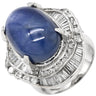 ノンブランド NON BRAND スターサファイア 26.55ct ダイヤ ブルー×プラチナシルバー Pt900 サファイア ダイヤモンド リング 指輪 青 プラチナ900 オーバルカボションカット 14号