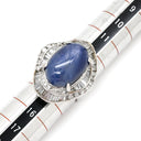 ノンブランド NON BRAND スターサファイア 26.55ct ダイヤ ブルー×プラチナシルバー Pt900 サファイア ダイヤモンド リング 指輪 青 プラチナ900 オーバルカボションカット 14号