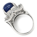 ノンブランド NON BRAND スターサファイア 26.55ct ダイヤ ブルー×プラチナシルバー Pt900 サファイア ダイヤモンド リング 指輪 青 プラチナ900 オーバルカボションカット 14号