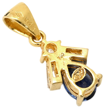 ノンブランド NON BRAND サファイア ダイヤ ブルー×イエローゴールド K18YG サファイア ダイヤモンド ペンダントトップ 青 18K 750 YG ペアシェイプカット ネックレストップ