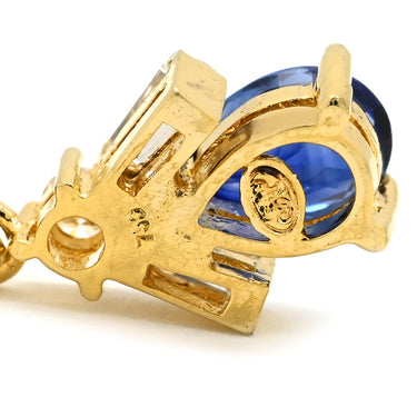 ノンブランド NON BRAND サファイア ダイヤ ブルー×イエローゴールド K18YG サファイア ダイヤモンド ペンダントトップ 青 18K 750 YG ペアシェイプカット ネックレストップ