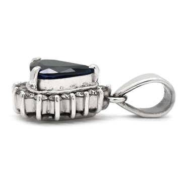 ノンブランド NON BRAND ブルーサファイア 0.73ct ダイヤモンド ブルー×プラチナシルバー Pt900 サファイア ダイヤモンド ペンダントトップ 青 ペアシェイプカット プラチナ