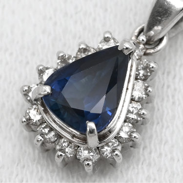 ノンブランド NON BRAND ブルーサファイア 0.73ct ダイヤモンド ブルー×プラチナシルバー Pt900 サファイア ダイヤモンド ペンダントトップ 青 ペアシェイプカット プラチナ
