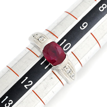 ノンブランド NON BRAND ルビー 1.279ct ダイヤモンド レッド×プラチナシルバー Pt900 ルビー ダイヤモンド リング 指輪 赤 1石 1粒 プラチナ900 オーバル 10.5号