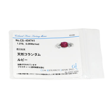 ノンブランド NON BRAND ルビー 1.279ct ダイヤモンド レッド×プラチナシルバー Pt900 ルビー ダイヤモンド リング 指輪 赤 1石 1粒 プラチナ900 オーバル 10.5号