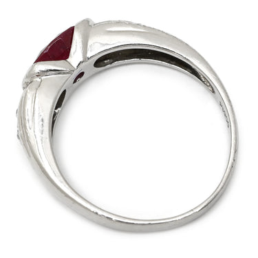ノンブランド NON BRAND ルビー 1.279ct ダイヤモンド レッド×プラチナシルバー Pt900 ルビー ダイヤモンド リング 指輪 赤 1石 1粒 プラチナ900 オーバル 10.5号