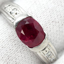 ノンブランド NON BRAND ルビー 1.279ct ダイヤモンド レッド×プラチナシルバー Pt900 ルビー ダイヤモンド リング 指輪 赤 1石 1粒 プラチナ900 オーバル 10.5号