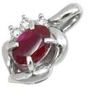 ノンブランド NON BRAND ルビー 0.75ct ダイヤモンド レッド×プラチナシルバー Pt900 ルビー ダイヤモンド ペンダントトップ 赤 1P 1粒 1石 ネックレストップ Pt900 プラチナ オーバルミックスカット
