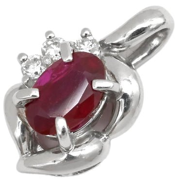 ノンブランド NON BRAND ルビー 0.75ct ダイヤモンド レッド×プラチナシルバー Pt900 ルビー ダイヤモンド ペンダントトップ 赤 1P 1粒 1石 ネックレストップ Pt900 プラチナ オーバルミックスカット