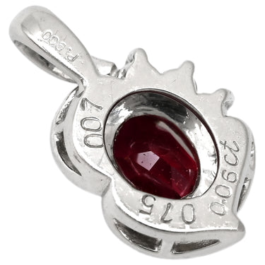 ノンブランド NON BRAND ルビー 0.75ct ダイヤモンド レッド×プラチナシルバー Pt900 ルビー ダイヤモンド ペンダントトップ 赤 1P 1粒 1石 ネックレストップ Pt900 プラチナ オーバルミックスカット