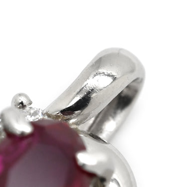 ノンブランド NON BRAND ルビー 0.75ct ダイヤモンド レッド×プラチナシルバー Pt900 ルビー ダイヤモンド ペンダントトップ 赤 1P 1粒 1石 ネックレストップ Pt900 プラチナ オーバルミックスカット