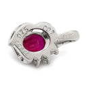 ノンブランド NON BRAND ルビー 0.75ct ダイヤモンド レッド×プラチナシルバー Pt900 ルビー ダイヤモンド ペンダントトップ 赤 1P 1粒 1石 ネックレストップ Pt900 プラチナ オーバルミックスカット