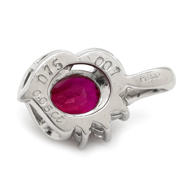 ノンブランド NON BRAND ルビー 0.75ct ダイヤモンド レッド×プラチナシルバー Pt900 ルビー ダイヤモンド ペンダントトップ 赤 1P 1粒 1石 ネックレストップ Pt900 プラチナ オーバルミックスカット