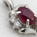 ノンブランド NON BRAND ルビー 0.75ct ダイヤモンド レッド×プラチナシルバー Pt900 ルビー ダイヤモンド ペンダントトップ 赤 1P 1粒 1石 ネックレストップ Pt900 プラチナ オーバルミックスカット