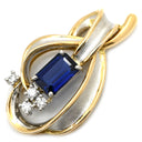 ノンブランド NON BRAND サファイア 0.89ct ダイヤ ブルー×プラチナシルバー×イエローゴールド Pt900 K18YG サファイア ダイヤモンド ペンダントトップ 青 プラチナ 18K 750YG コンビ ネックレストップ バケットミックスカット