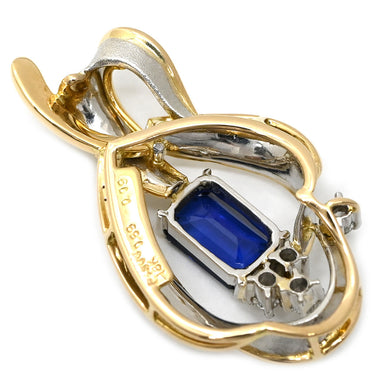 ノンブランド NON BRAND サファイア 0.89ct ダイヤ ブルー×プラチナシルバー×イエローゴールド Pt900 K18YG サファイア ダイヤモンド ペンダントトップ 青 プラチナ 18K 750YG コンビ ネックレストップ バケットミックスカット