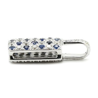 ノンブランド NON BRAND サファイア 0.32ct ダイヤ ブルー×ホワイトゴールド K18WG サファイア ダイヤモンド ペンダントトップ 青 18K 750 WG スクエア パヴェ ネックレストップ リバーシブル