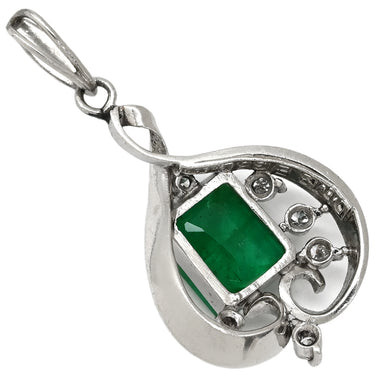 ノンブランド NON BRAND エメラルド 1.36ct ダイヤ グリーン×プラチナシルバー Pt900 ダイヤモンド エメラルド ペンダントトップ 緑 1P 1粒 1石 ネックレストップ プラチナ