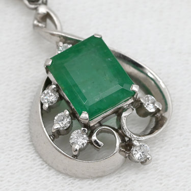 ノンブランド NON BRAND エメラルド 1.36ct ダイヤ グリーン×プラチナシルバー Pt900 ダイヤモンド エメラルド ペンダントトップ 緑 1P 1粒 1石 ネックレストップ プラチナ