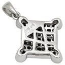 ノンブランド NON BRAND ダイヤ 1.36ct スクエア ブラック×ホワイトゴールド K18WG ダイヤモンド ペンダントトップ 18K 750WG ネックレストップ 格子