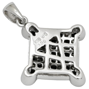 ノンブランド NON BRAND ダイヤ 1.36ct スクエア ブラック×ホワイトゴールド K18WG ダイヤモンド ペンダントトップ 18K 750WG ネックレストップ 格子