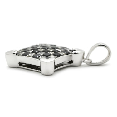 ノンブランド NON BRAND ダイヤ 1.36ct スクエア ブラック×ホワイトゴールド K18WG ダイヤモンド ペンダントトップ 18K 750WG ネックレストップ 格子