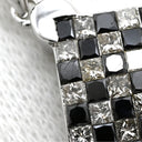 ノンブランド NON BRAND ダイヤ 1.36ct スクエア ブラック×ホワイトゴールド K18WG ダイヤモンド ペンダントトップ 18K 750WG ネックレストップ 格子