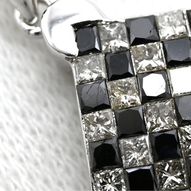 ノンブランド NON BRAND ダイヤ 1.36ct スクエア ブラック×ホワイトゴールド K18WG ダイヤモンド ペンダントトップ 18K 750WG ネックレストップ 格子