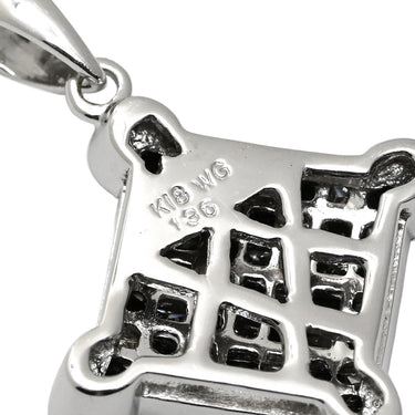 ノンブランド NON BRAND ダイヤ 1.36ct スクエア ブラック×ホワイトゴールド K18WG ダイヤモンド ペンダントトップ 18K 750WG ネックレストップ 格子