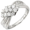 ノンブランド NON BRAND ダイヤモンド 1.03ct プラチナシルバー Pt900 ダイヤモンド リング 指輪 プラチナ Pt900 パヴェ メレダイヤ ウェーブ 流線型 リボンモチーフ 18.5号