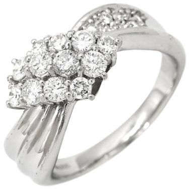 ノンブランド NON BRAND ダイヤモンド 1.03ct プラチナシルバー Pt900 ダイヤモンド リング 指輪 プラチナ Pt900 パヴェ メレダイヤ ウェーブ 流線型 リボンモチーフ 18.5号