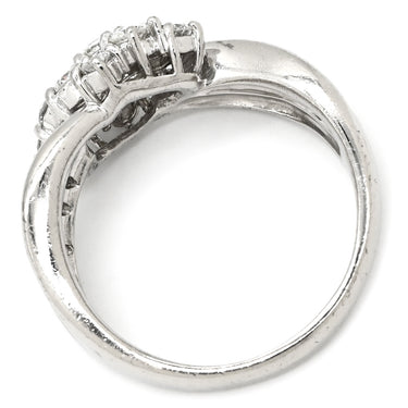 ノンブランド NON BRAND ダイヤモンド 1.03ct プラチナシルバー Pt900 ダイヤモンド リング 指輪 プラチナ Pt900 パヴェ メレダイヤ ウェーブ 流線型 リボンモチーフ 18.5号
