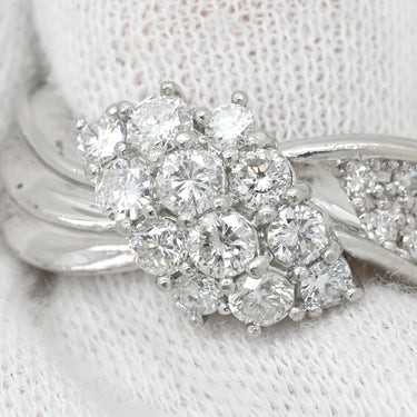 ノンブランド NON BRAND ダイヤモンド 1.03ct プラチナシルバー Pt900 ダイヤモンド リング 指輪 プラチナ Pt900 パヴェ メレダイヤ ウェーブ 流線型 リボンモチーフ 18.5号