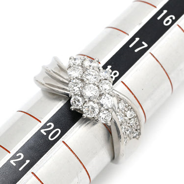 ノンブランド NON BRAND ダイヤモンド 1.03ct プラチナシルバー Pt900 ダイヤモンド リング 指輪 プラチナ Pt900 パヴェ メレダイヤ ウェーブ 流線型 リボンモチーフ 18.5号