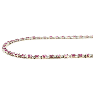 ノンブランド NON BRAND ルビー 13.00ct ダイヤモンド 1.00ct テニスネックレス レッド×ホワイトゴールド K18WG ルビー ダイヤモンド ネックレス 赤 オーバルミックスカット 18K 750 WG