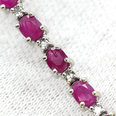 ノンブランド NON BRAND ルビー 13.00ct ダイヤモンド 1.00ct テニスネックレス レッド×ホワイトゴールド K18WG ルビー ダイヤモンド ネックレス 赤 オーバルミックスカット 18K 750 WG