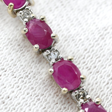 ノンブランド NON BRAND ルビー 13.00ct ダイヤモンド 1.00ct テニスネックレス レッド×ホワイトゴールド K18WG ルビー ダイヤモンド ネックレス 赤 オーバルミックスカット 18K 750 WG
