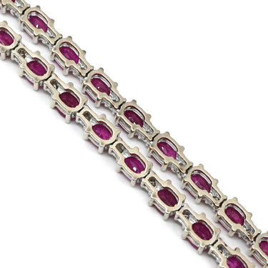 ノンブランド NON BRAND ルビー 13.00ct ダイヤモンド 1.00ct テニスネックレス レッド×ホワイトゴールド K18WG ルビー ダイヤモンド ネックレス 赤 オーバルミックスカット 18K 750 WG