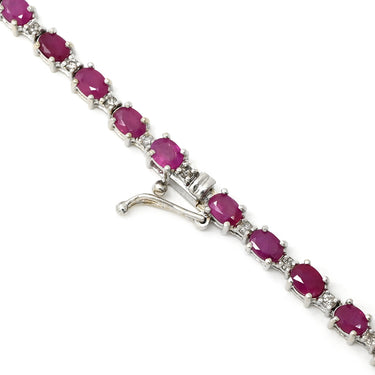 ノンブランド NON BRAND ルビー 13.00ct ダイヤモンド 1.00ct テニスネックレス レッド×ホワイトゴールド K18WG ルビー ダイヤモンド ネックレス 赤 オーバルミックスカット 18K 750 WG
