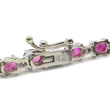 ノンブランド NON BRAND ルビー 13.00ct ダイヤモンド 1.00ct テニスネックレス レッド×ホワイトゴールド K18WG ルビー ダイヤモンド ネックレス 赤 オーバルミックスカット 18K 750 WG
