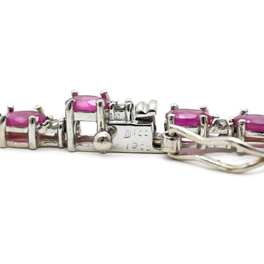 ノンブランド NON BRAND ルビー 13.00ct ダイヤモンド 1.00ct テニスネックレス レッド×ホワイトゴールド K18WG ルビー ダイヤモンド ネックレス 赤 オーバルミックスカット 18K 750 WG